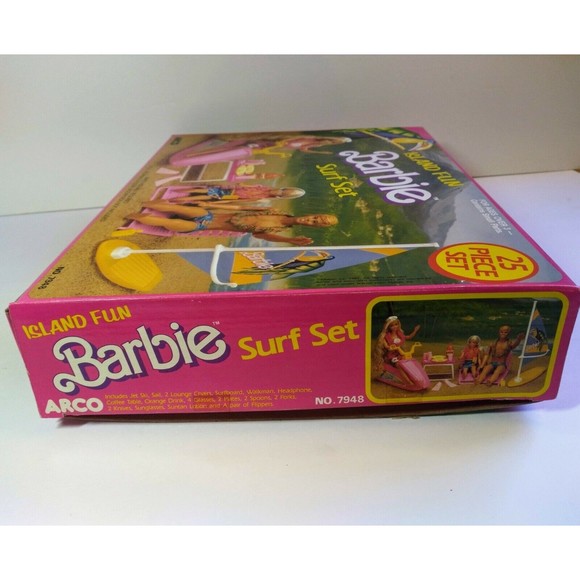 Barbie Jet Ski Playset ARCO ISLAND FUN SURF SET 1987 #7948 flippers Sailboard - Picture 11 of 11